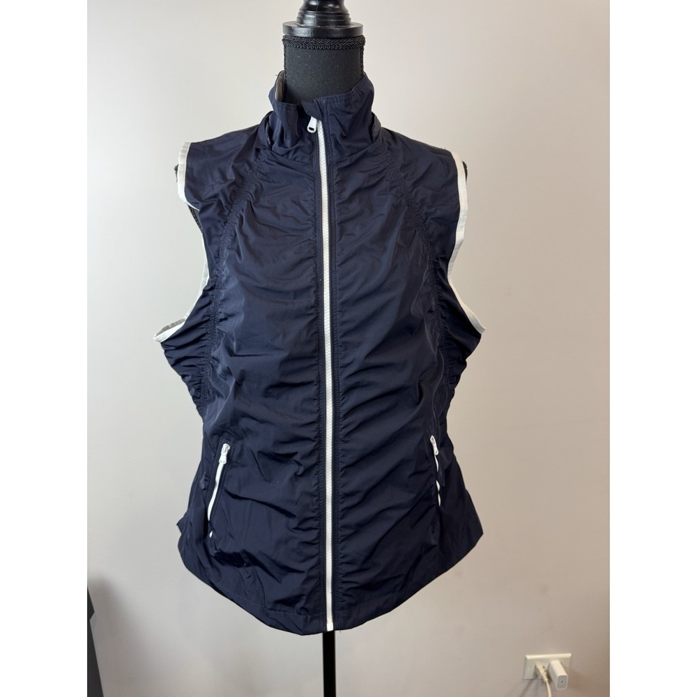 Lauren Ralph Lauren Size XL Quilted Mockneck Navy‎ Vest Zip/Button Active Casual